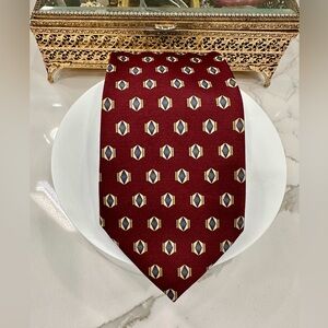 René Chagal - Handmade Vintage Geometric Print Silk Tie - EUC